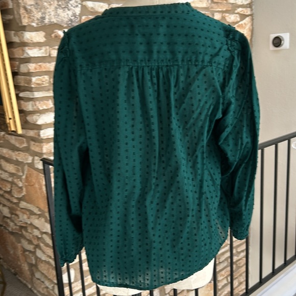 J.Crew Button Down Swiss Dot Blouse Green Size Large - Picture 6 of 7